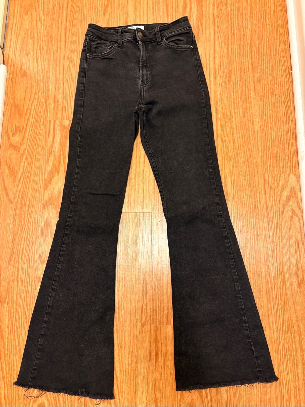 Bershka Black High-Rise Flared Jeans
